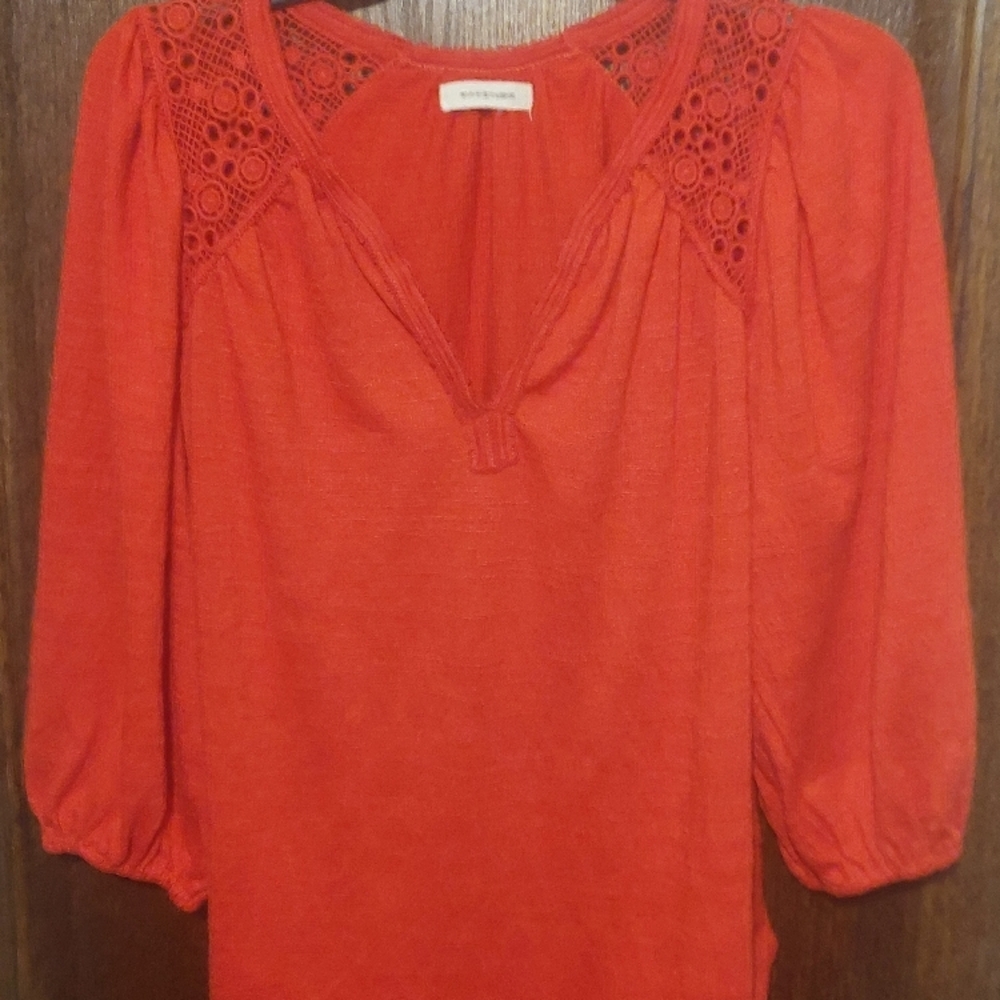 Women's Red Top with Crochet Detail - Picture 2 of 7